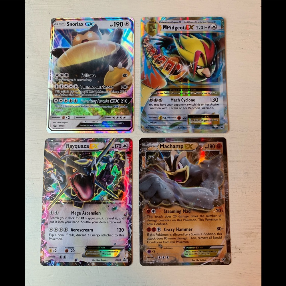 4 GX/EX Pokémon cards.